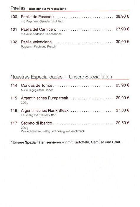 Paellas bitte nur auf Vorbestellung